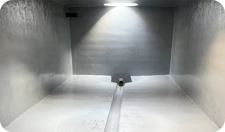 Applying waterproof coating inside an RCC water tank